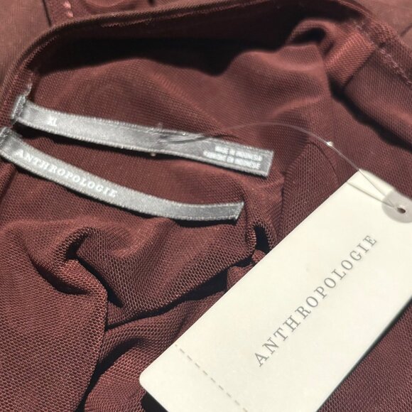 Anthropologie Ruched Mock-Neck Knit Dress Size XL Cocoa Plum - Picture 5 of 6